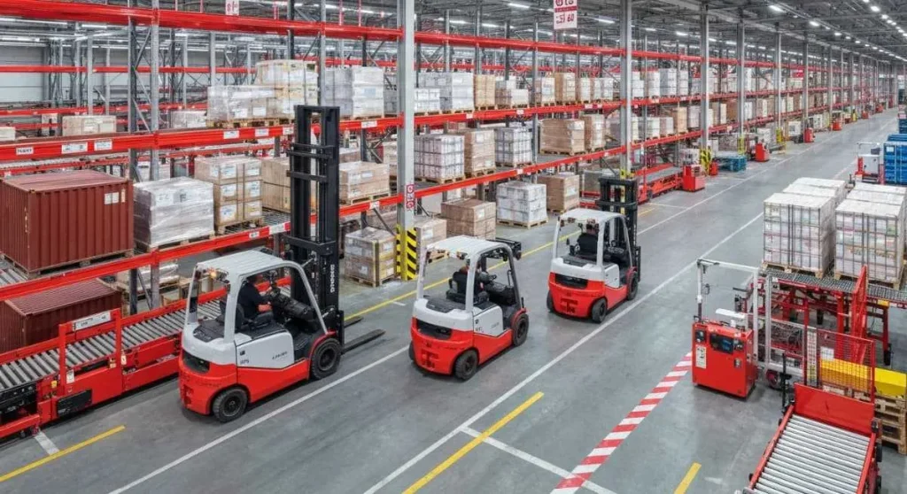 物流倉庫の複数のマテハン