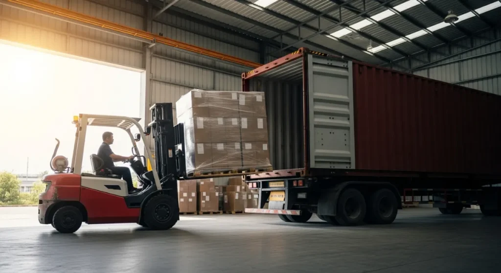 積み込みを行うきついデバンニング作業