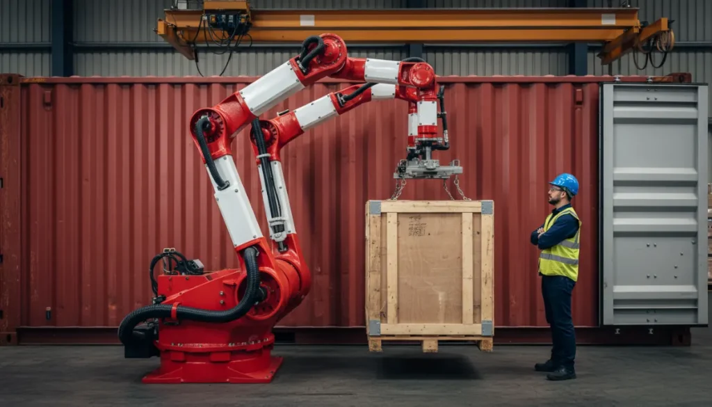 デバンニングロボットと従業員