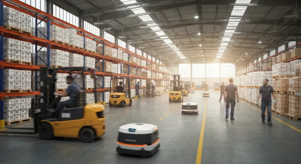 マテハン（マテリアルハンドリング）で自動化された倉庫